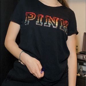 Victoria Secret Pink sequin black Tee
